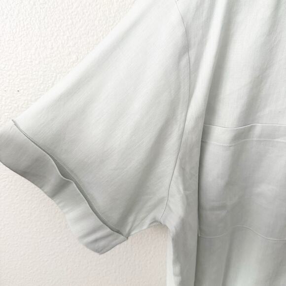 SHORE x NORDSTROM | Light Green Collared Short Sleeve Button Linen Blend | XL - Picture 4 of 8